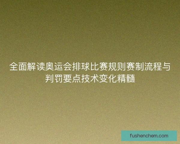 全面解读奥运会排球比赛规则赛制流程与判罚要点技术变化精髓