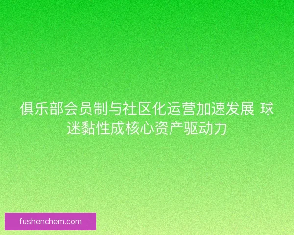 俱乐部会员制与社区化运营加速发展 球迷黏性成核心资产驱动力 俱乐部会员制与社区化运营加速发展 球迷黏性成核心资产驱动力
