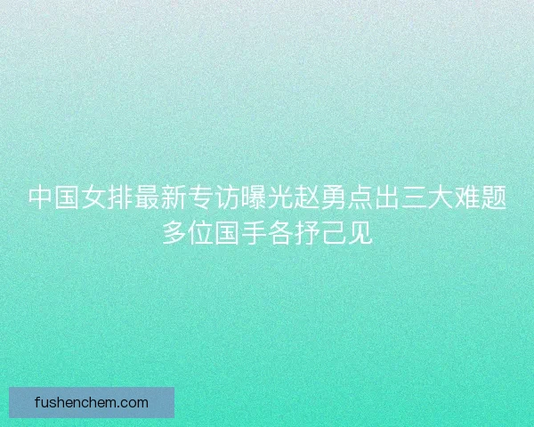 中国女排最新专访曝光赵勇点出三大难题多位国手各抒己见